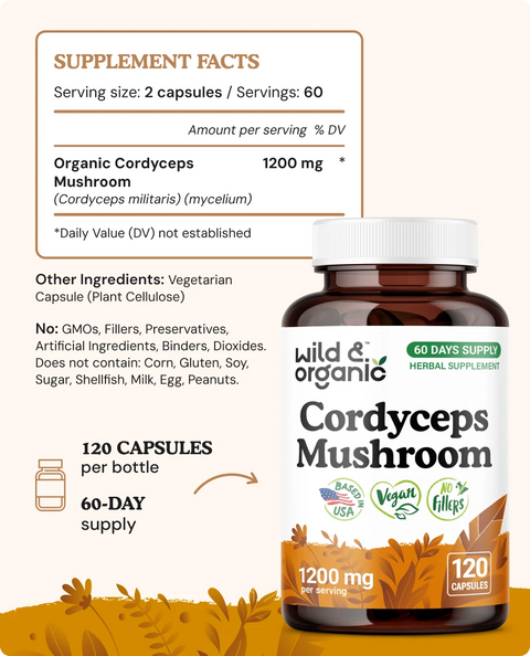 Cordyceps Mushroom Capsules - 120 Count