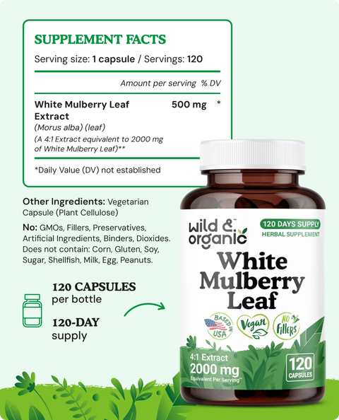 White Mulberry Leaf Capsules - 120 Count