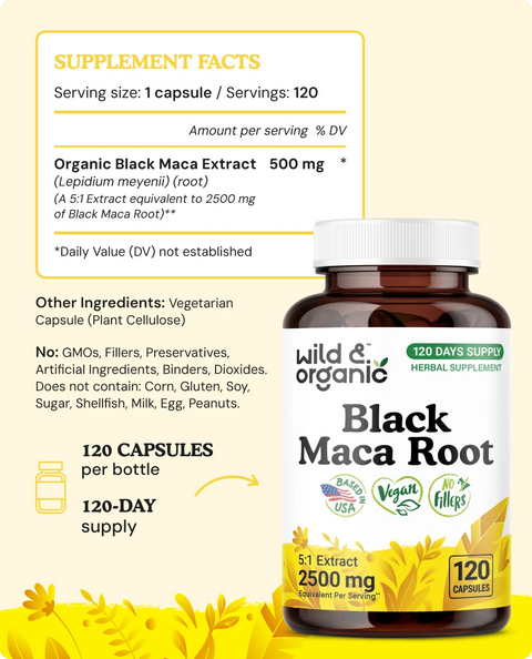 Black Maca Root Capsules - 120 Count