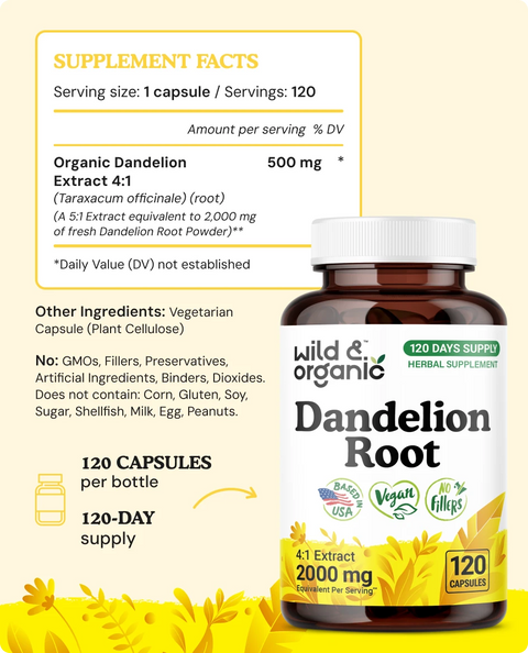Dandelion Root Capsules - 120 Count