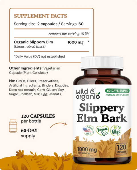 Slippery Elm Bark Capsules - 120 Count