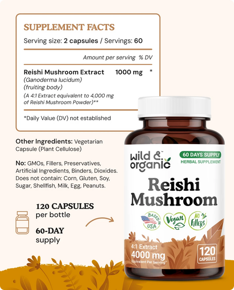 Reishi Mushroom Capsules - 120 Count