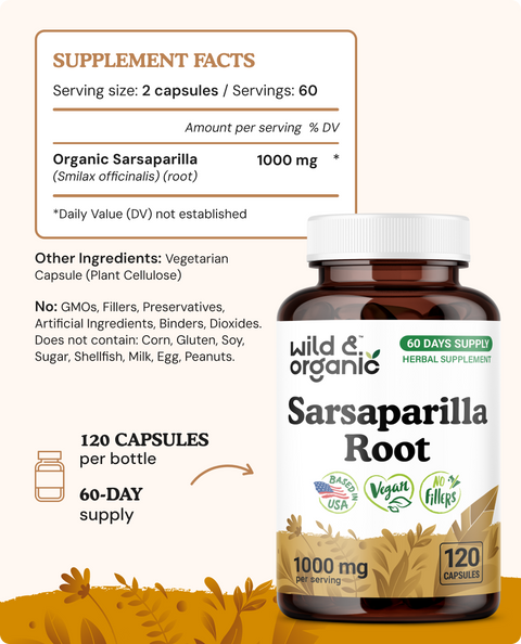 Sarsaparilla Root Capsules - 120 Count