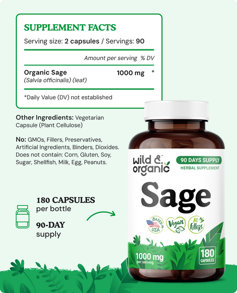 Sage Capsules - 180 Count