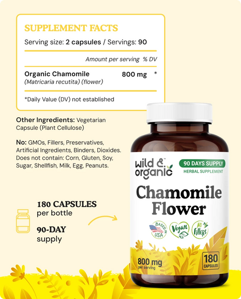 Chamomile Flower Capsules - 180 Count