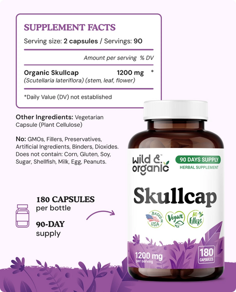 Skullcap Herb Capsules - 180 Count