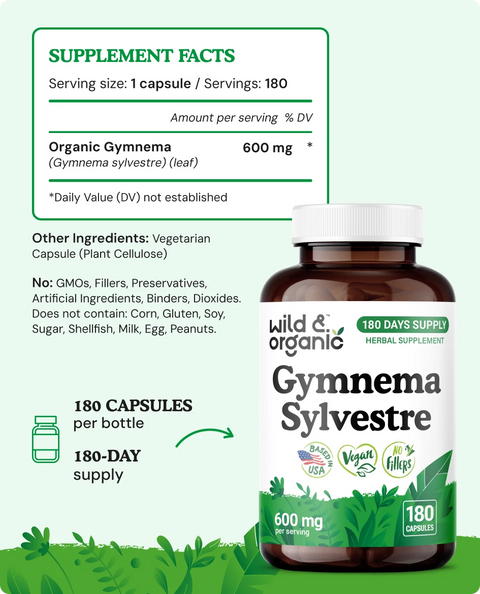 Gymnema Sylvestre Capsules - 180 Count