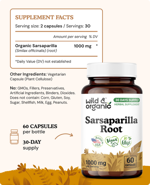 Sarsaparilla Root Capsules - 60 Count