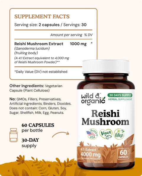 Reishi Mushroom Capsules - 60 Count