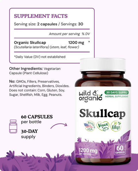 Skullcap Herb Capsules - 60 Count