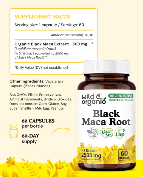 Black Maca Root Capsules - 60 Count