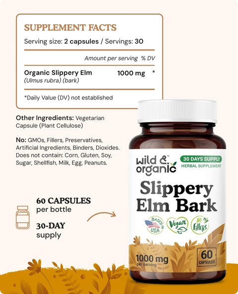 Slippery Elm Bark Capsules - 60 Count