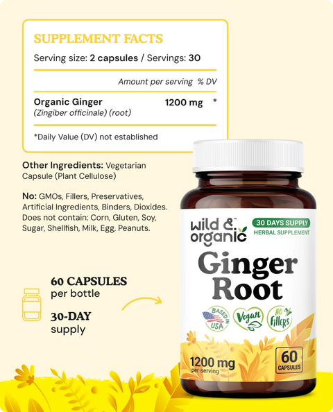 Ginger Root Capsules - 60 Count