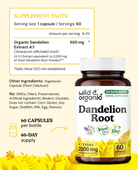 Dandelion Root Capsules - 60 Count