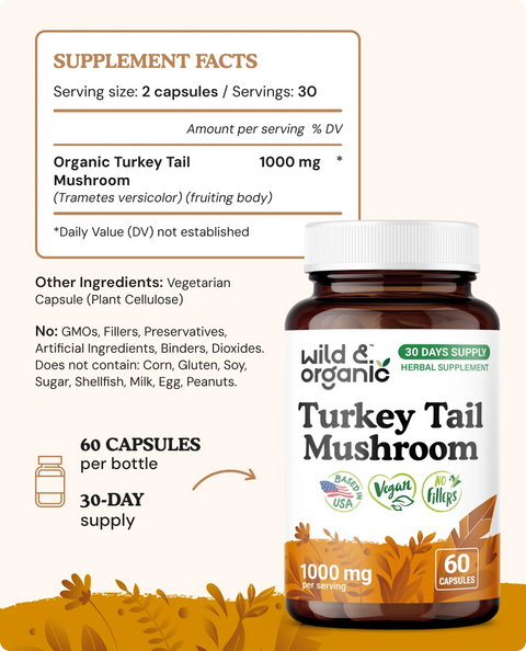 Turkey Tail Mushroom Capsules - 60 Count