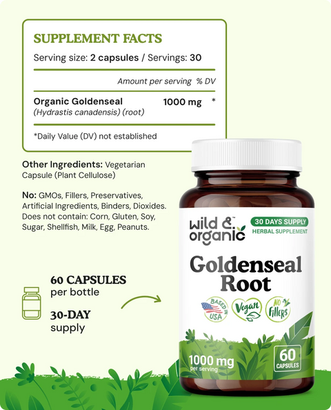 Goldenseal Root Capsules - 60 Count