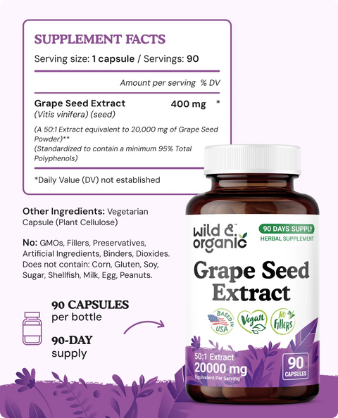 Grape Seed Extract Capsules - 90 Count