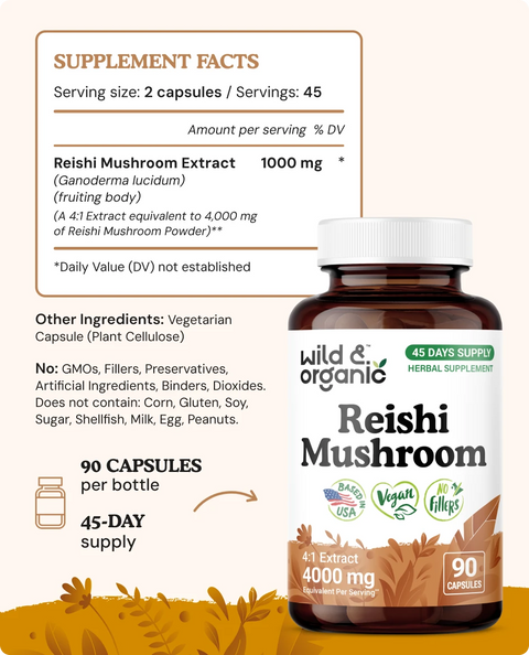 Reishi Mushroom Capsules - 90 Count