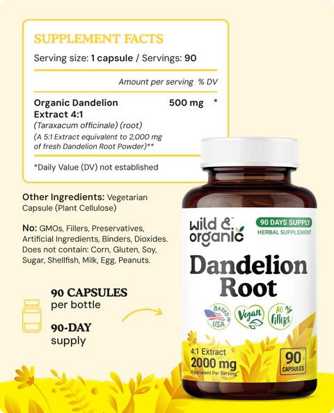 Dandelion Root Capsules - 90 Count