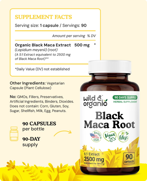 Black Maca Root Capsules - 90 Count