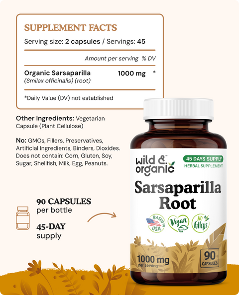 Sarsaparilla Root Capsules - 90 Count