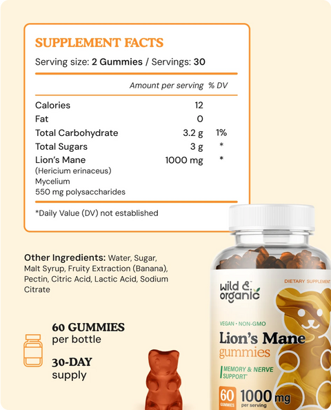 Lion's Mane chews supplement facts