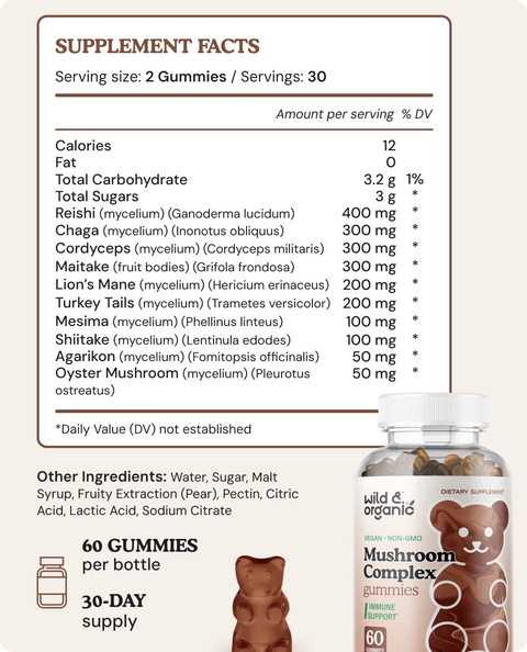 Mushroom Complex chews supplement facts