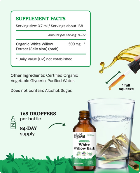 White Willow Bark Tincture supplement facts