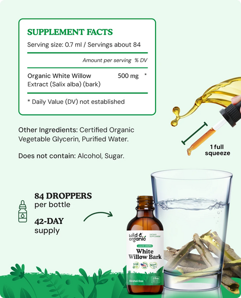 White Willow Bark Tincture supplement facts