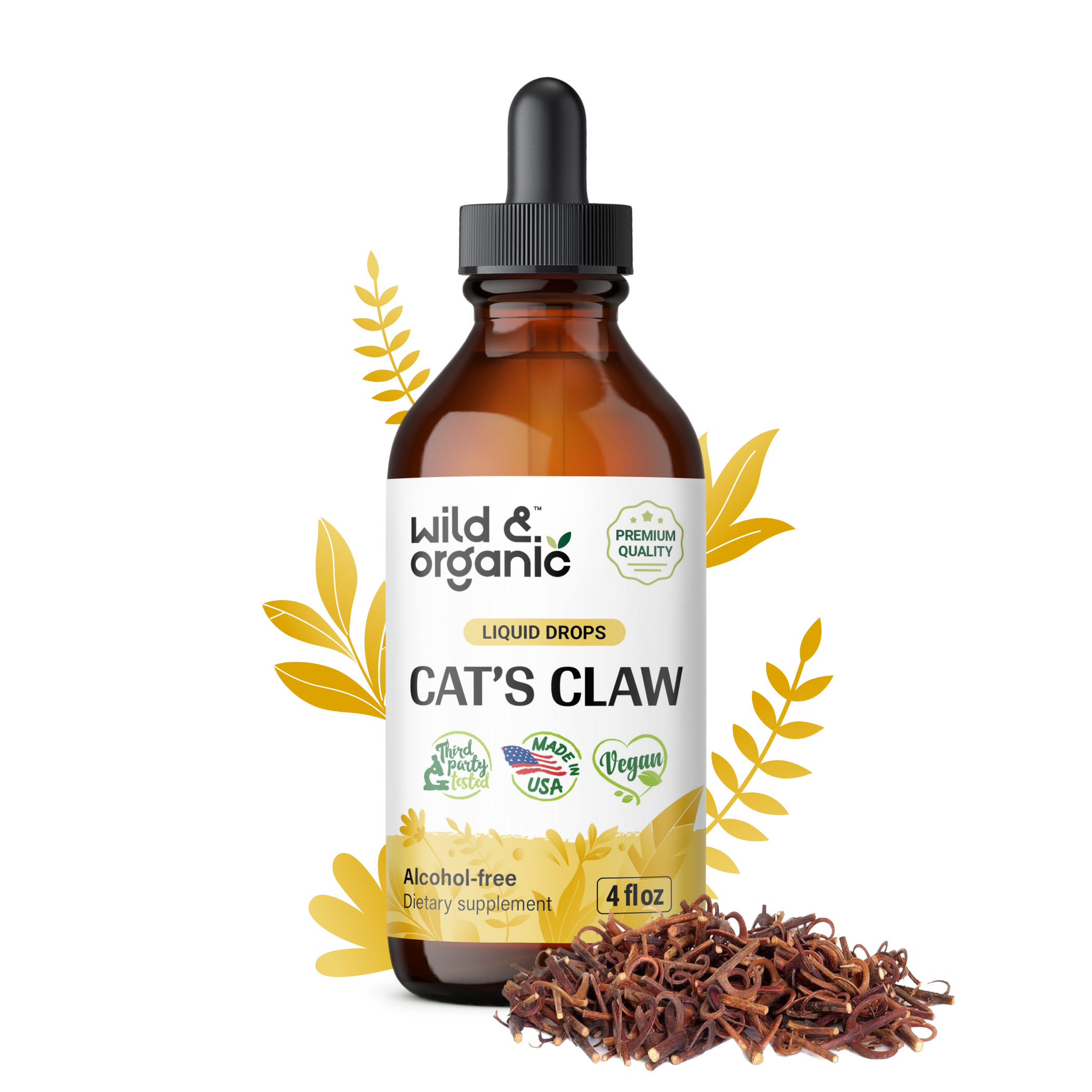 Liquid Cat's Claw Supplement 4 Fl. Oz. Bottle Wild & Organic