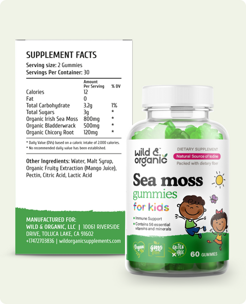 Sea moss gummies for kids supplement facts
