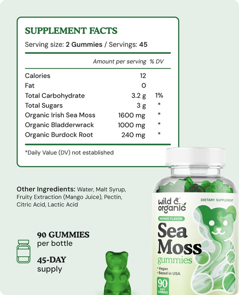 Sea Moss gummies supplement facts