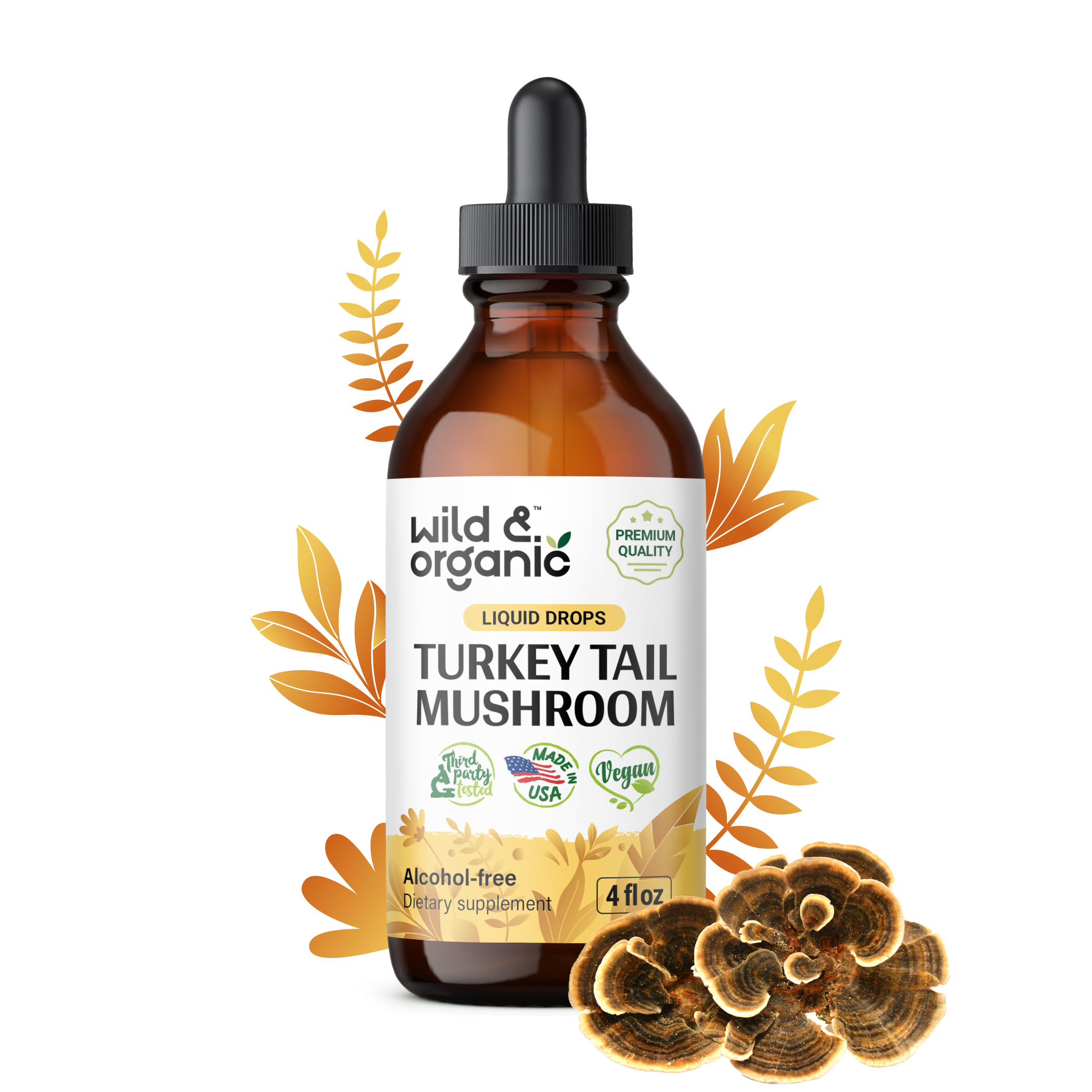 Forage Hyperfoods - Turkey Tail Mushroom Tincture, Mushroom Vitamins for  Immune System and Gut Health Support, Dual Extract, Alcohol-free, 118 ml :  : Health & Personal Care