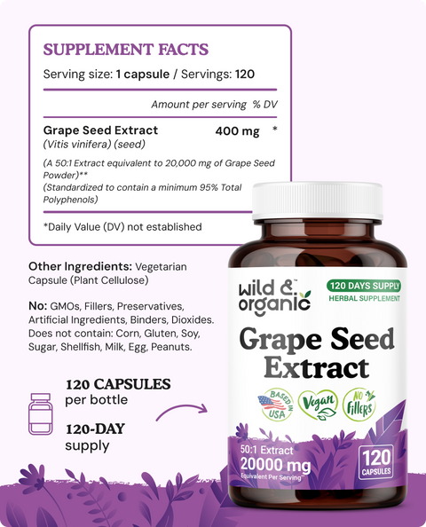 Grape Seed Extract Capsules - 120 Count