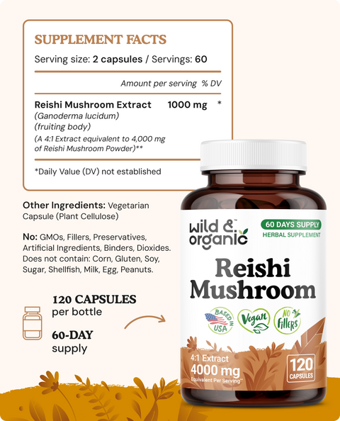 Reishi Mushroom Capsules - 120 Count