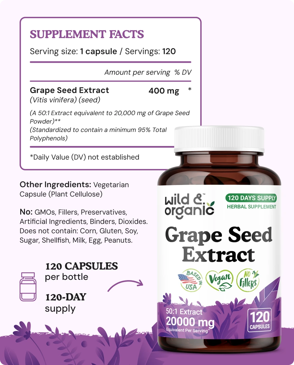 Grape Seed Extract Capsules - 120 Count