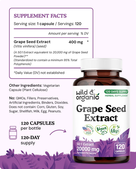 Grape Seed Extract Capsules - 120 Count