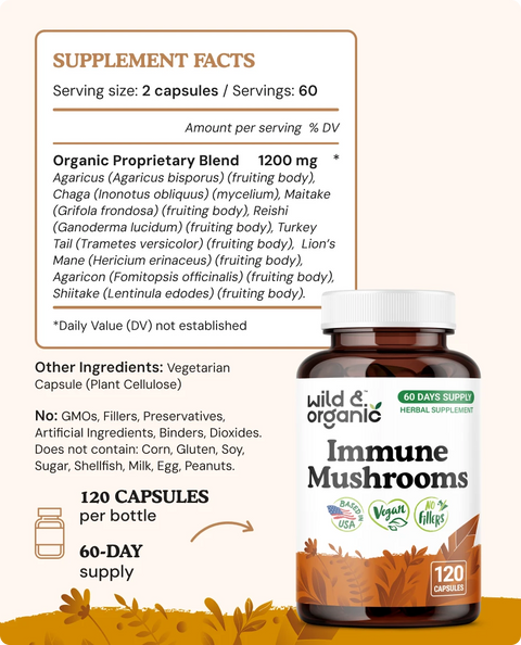 Immune Mushrooms Capsules - 120 Count