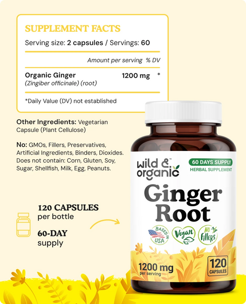 Ginger Root Capsules - 120 Count