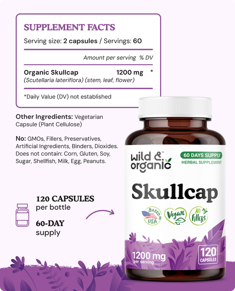 Skullcap Herb Capsules - 120 Count