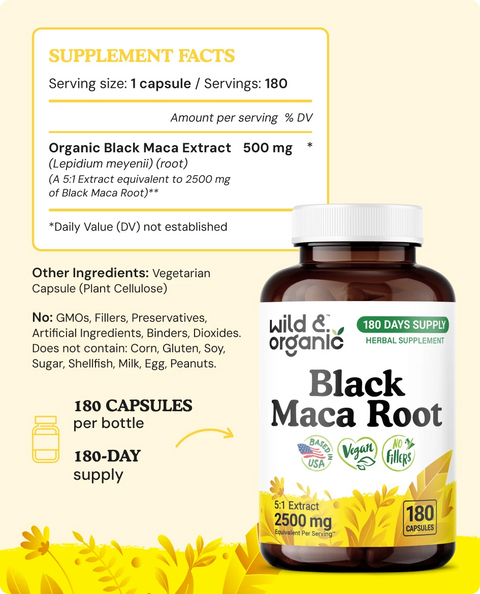 Black Maca Root Capsules - 180 Count