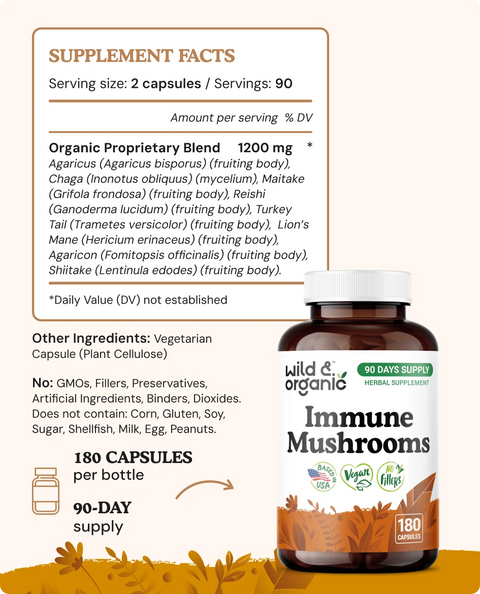 Immune Mushrooms Capsules - 180 Count