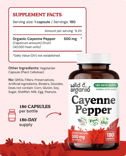 Cayenne Pepper Capsules - 180 Count