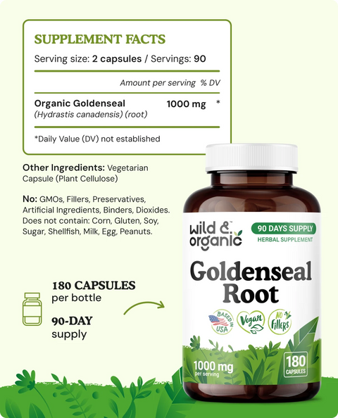 Goldenseal Root Capsules - 180 Count