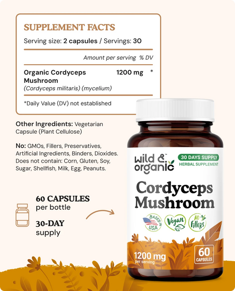 Cordyceps Mushroom Capsules - 60 Count