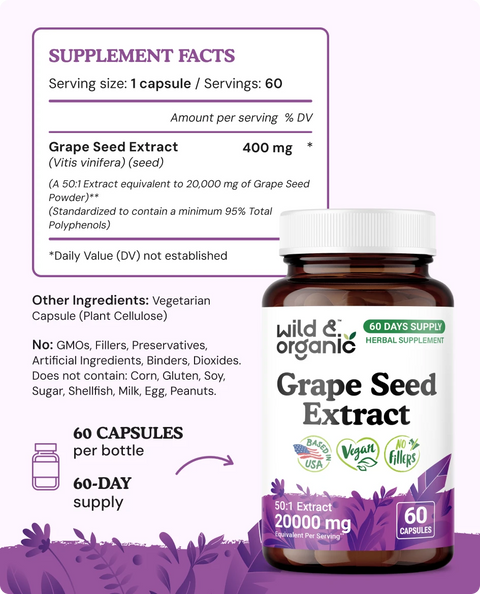Grape Seed Extract Capsules - 60 Count