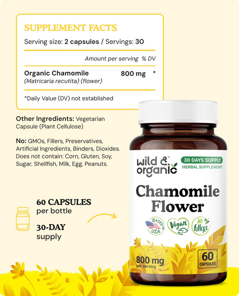Chamomile Flower Capsules - 60 Count