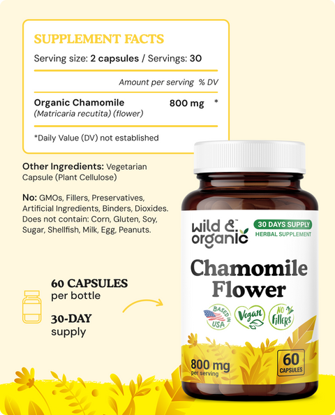 Chamomile Flower Capsules - 60 Count