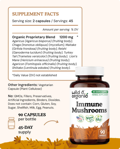 Immune Mushrooms Capsules - 90 Count
