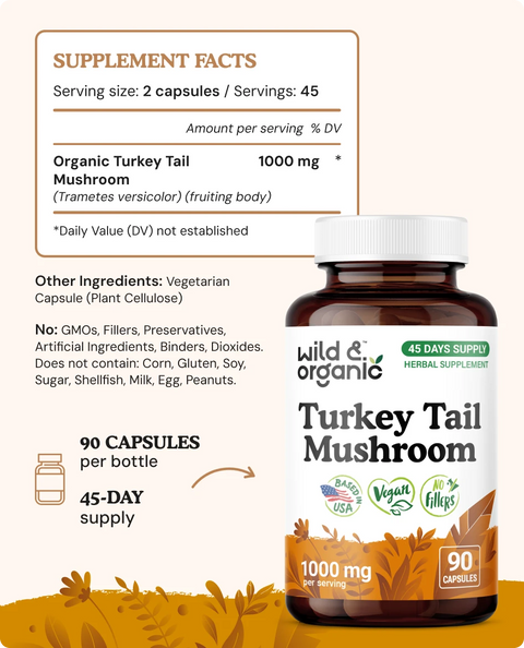 Turkey Tail Mushroom Capsules - 90 Count